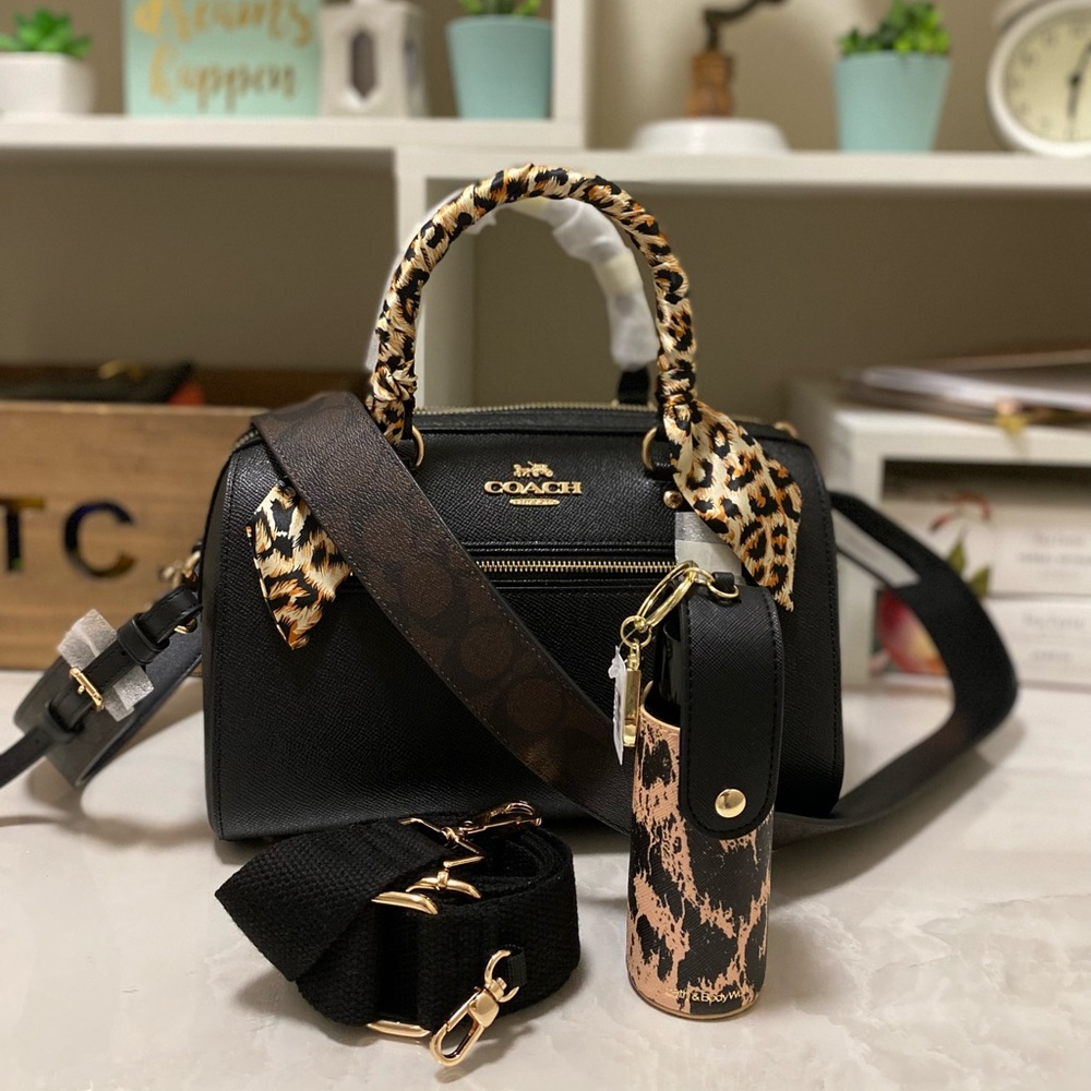 Coach Rowan Satchel with added wide Strap in Signature Canvas